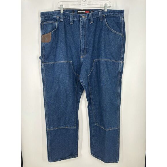 Wrangler Riggs Workwear‎ Double Knee Jeans Baggy Medium Wash Relaxed Size 46x32 - Picture 1 of 10